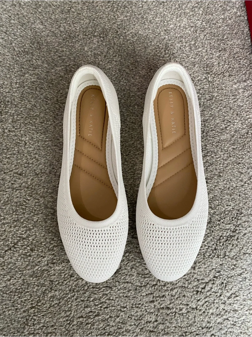 Kelly & Katie White Knit Ballet Flats